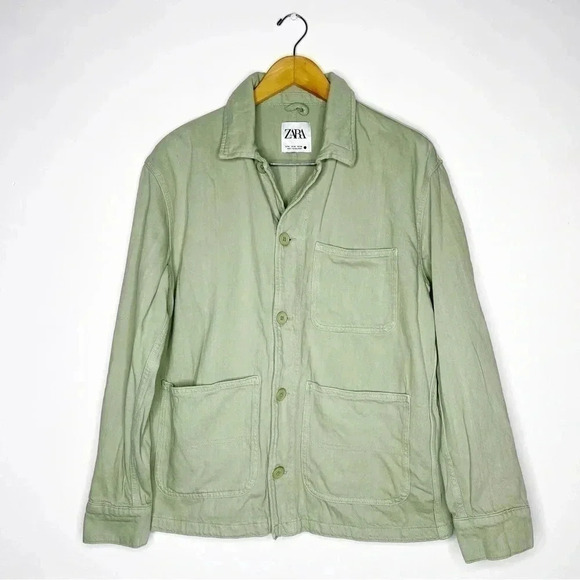 Zara The Victoria Overshirt Jacket in Green Size Medium - Picture 3 of 8